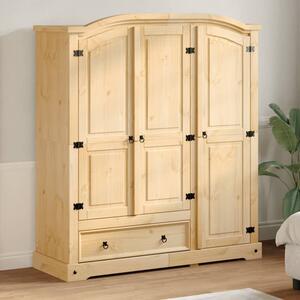 Croydon Wooden Wardrobe With 3 Doors 1 Drawer In Brown