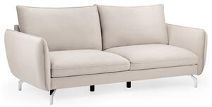 Lazard Plush Velvet 3 Seater Sofa In Beige