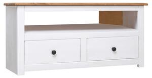 Bury Wooden TV Stand Corner With 2 Drawers In White And Brown