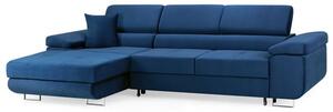 Torrez Plush Velvet Corner Sofa Bed Left Hand In Blue