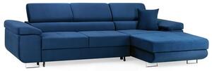 Torrez Plush Velvet Corner Sofa Bed Right Hand In Blue