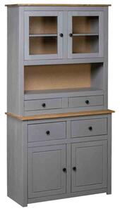 Bury Wooden Display Cabinet With 4 Doors In Grey And Brown