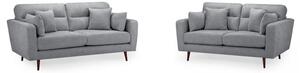 Zanita Fabric 3+2 Seater Sofa Set In Grey