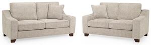 Nazra Fabric 3+2 Seater Sofa Set In Stone