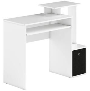 HOMCOM Compact Small Computer PC Desk with Sliding Keyboard Tray Storage Drawer Shelf Home Office Workstation Gaming Study White Aosom UK