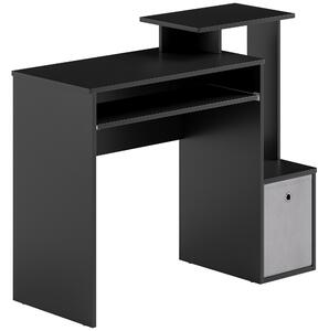 HOMCOM Computer Table with Keyboard Tray, Drawer, Shelf, Wooden Computer Desk, Home Office Workstation, Study Gaming Desk, Black Aosom UK
