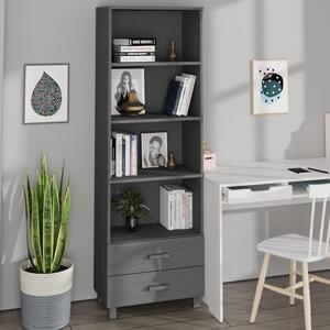 Hull Wooden Bookcase With 2 Drawers In Dark Grey