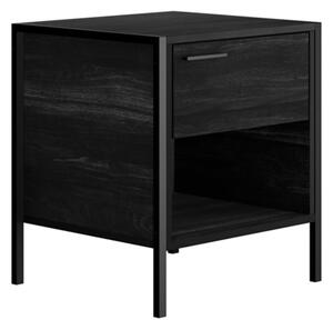 Hoxton Wooden Bedside Cabinet With 1 Drawer In Black