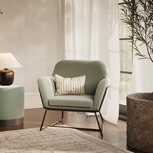 Charles Velvet Armchair With Black Frame In Green