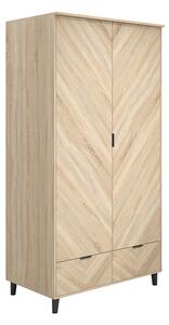 Stockholm Wooden Wardrobe With 2 Doors 2 Drawers In Sonoma Oak