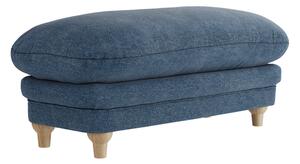 Plumpton Fabric Foot Stool In Denim Blue