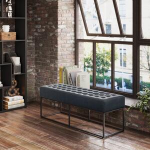 Boden Fabric Hallway Seating Bench With Steel Frame In Grey