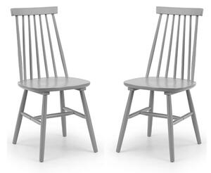 Abeje Grey Wooden Dining Chairs With Spindle Back In Grey Pair