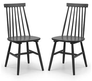 Abeje Black Wooden Dining Chairs With Spindle Back In Black Pair