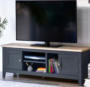 Baqia Wooden TV Stand With 2 Doors In Dark Grey