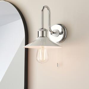 Fisherman Gloss White Metal Shade Bathroom Wall Light In Chrome