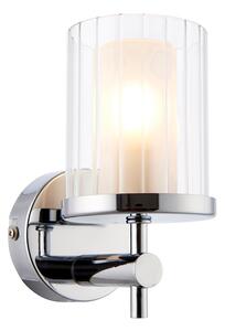 Britton Clear Ribbed Glass Bathroom Wall Light In Chrome