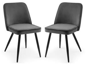 Babette Grey Velvet Dining Chairs In Pair