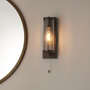 Adel Cylinder Clear Glass Shade Bathroom Wall Light In Bronze