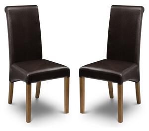 Cary Brown Faux Leather Dining Chairs In Pair