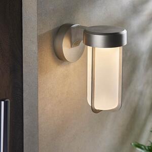 Adel Frosted Glass Shade LED Outdoor Wall Light In Silver