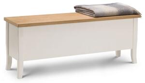 Dagan Wooden Storage Seating Bench In Ivory And Oak