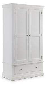 Calida Wooden Wardrobe With 2 Doors 1 Drawer In Lacquer White