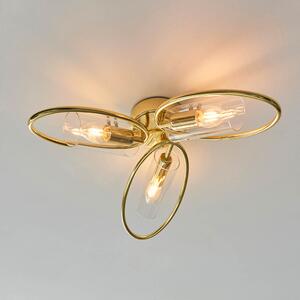 Amari Clear Glass Shade Semi Flush Light In Brass