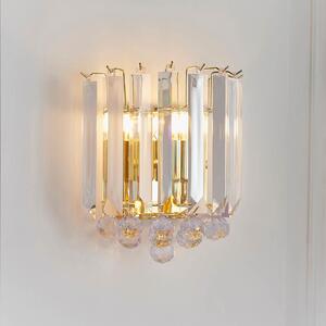 Fargo 2 Lights Crystal Droplets Wall Light In Brass