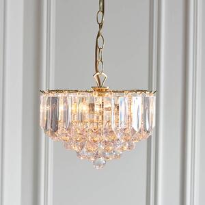 Fargo 3 Lights Crystal Droplets Pendant Light Small In Brass