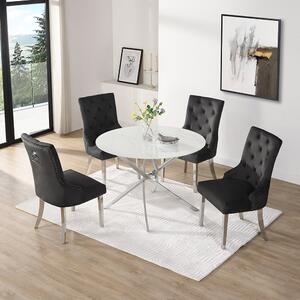 Daytona Round Diva Glass Dining Table 4 Imperial Black Chairs