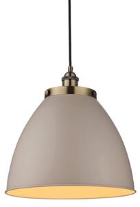 Franklin Rolled Shade Pendant Light In Taupe And Antique Brass