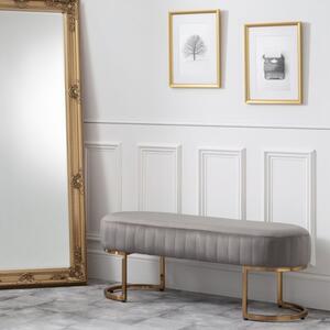 Halle Velvet Hallway Seating Bench In Light Grey