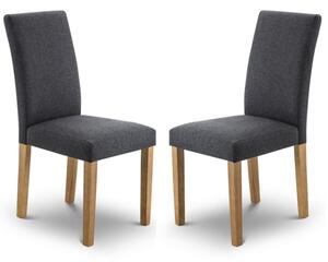 Hays Grey Fabric Dining Chairs With Light Oak Legs In Pair