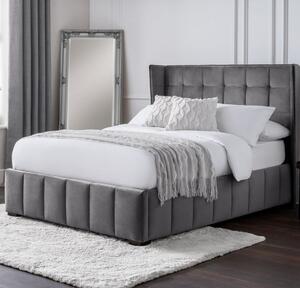 Gutersloh Velvet Double Bed With In Light Grey