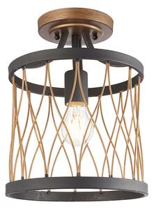 Heston Rustic Bronze Semi Flush Light In Matt Black