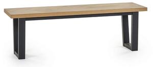 Hull Wooden Dining Bench With Black Legs In Oak