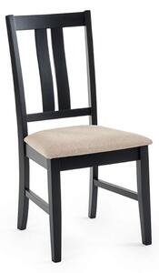 Hull Wooden Dining Chair With Fabric Seat In Black