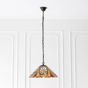 Hector Tiffany Glass Shade Pendant Light In Satin Black