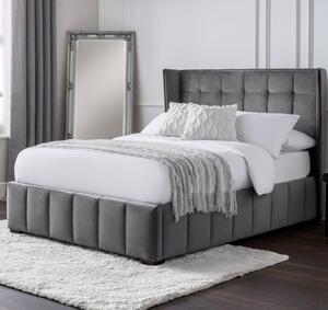 Gutersloh Velvet King Size Bed With In Light Grey