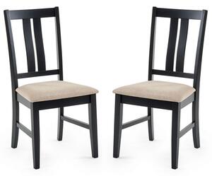 Hull Black Wooden Dining Chairs With Fabric Seat In Pair