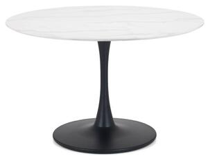 Huron Wooden Dining Table Round In White Marble Effect