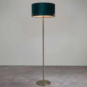 Hayfield Rich Green Velvet Shade Floor Lamp In Brass