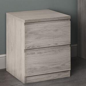 Jadiel Wooden Bedside Cabinet With 2 Drawers In Grey Oak