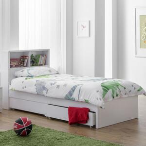 Magaly High Gloss Single Bed With Bookcase In White