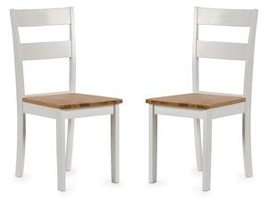 Lamar Light Oak And White Wooden Dining Chairs In Pair