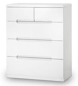 Magaly High Gloss Chest Of 5 Drawers In White