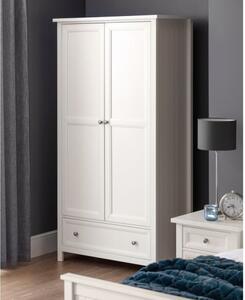 Madge Wooden Wardrobe With 2 Doors 1 Drawer In Surf White