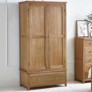 Macon Wooden Wardrobe With 2 Doors 1 Drawer In Oak