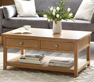 Macon Wooden Coffee Table With 2 Drawers In Oak